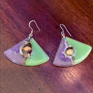 Glass dangle earrings